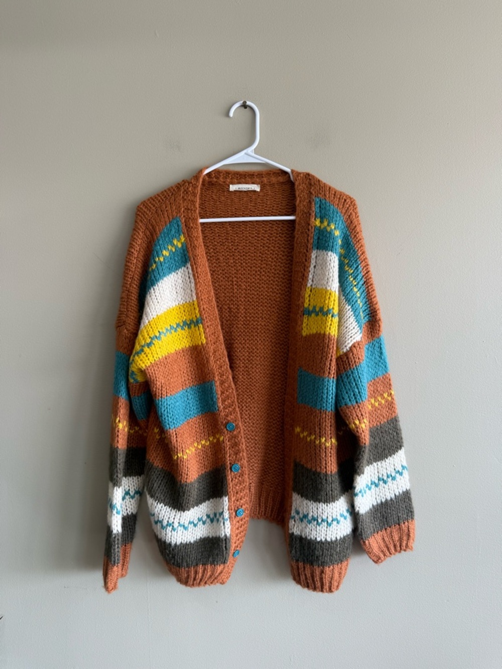 Lavender J Rust Orange Knit Cardigan Sweater